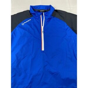 Sunice Mens Blue Black Short Sleeve 1/4 Zip Ripstop Windbreaker Jacket Large